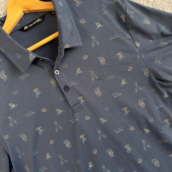TRAVIS MATHEW COCKTAIL  PRINT GOLF POLO SHIRT Mens XL Gray - Picture 1 of 7
